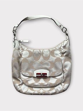 Vintage y2K Coach Kristin Satin Hobo Shoulder Bag Purse Cream Tan